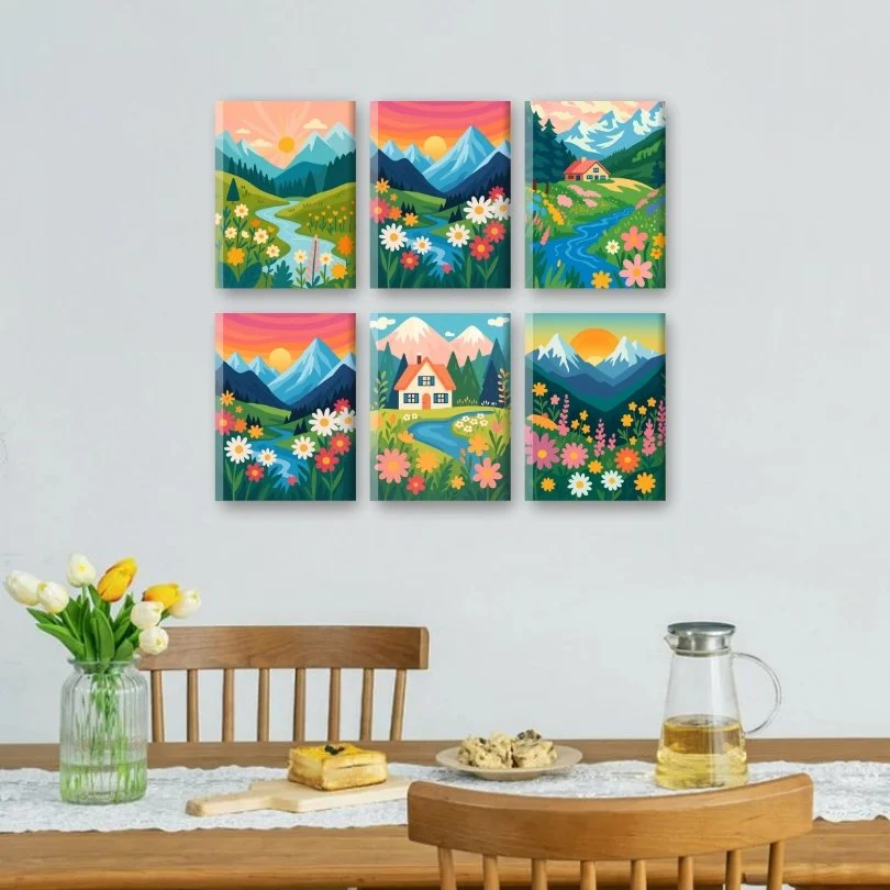6 Mini Paintings - Colorful Landscapes Set - Image 2