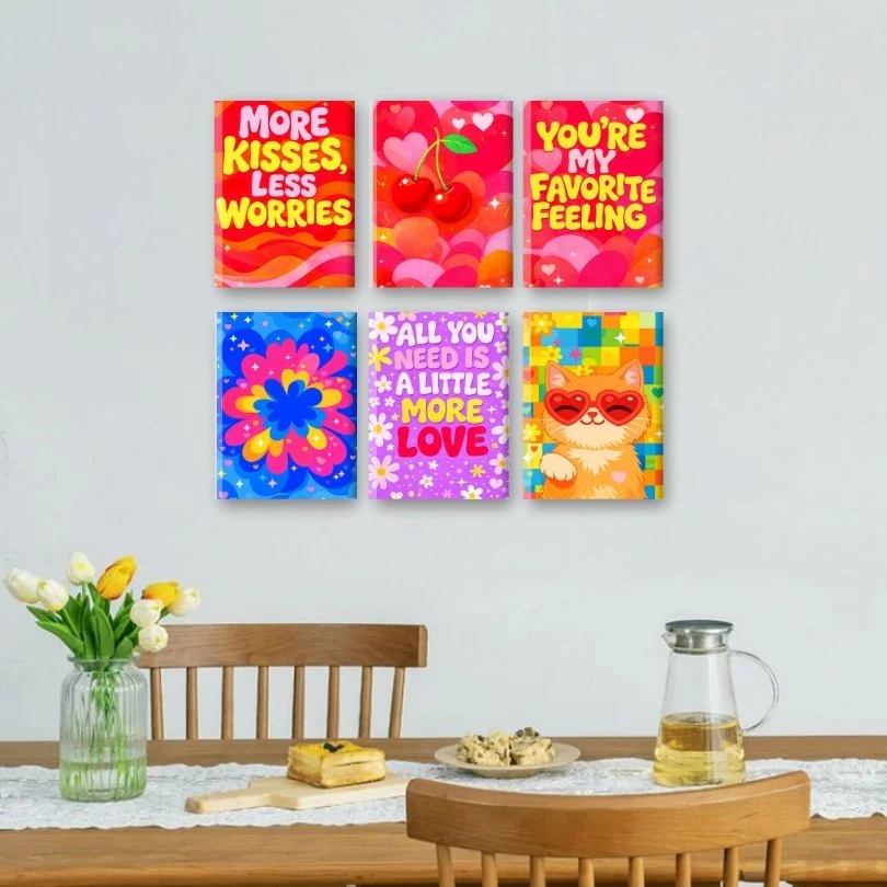 6 Mini Paintings - Colorful Love Set - Image 2
