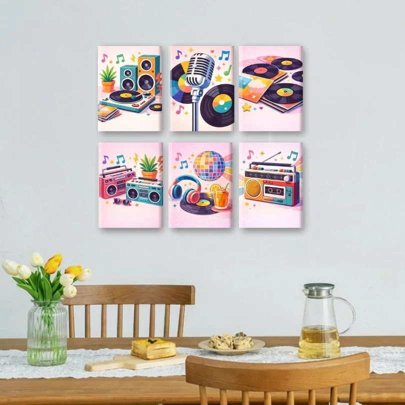6 Mini Paintings - Colorful Music Set - Image 2