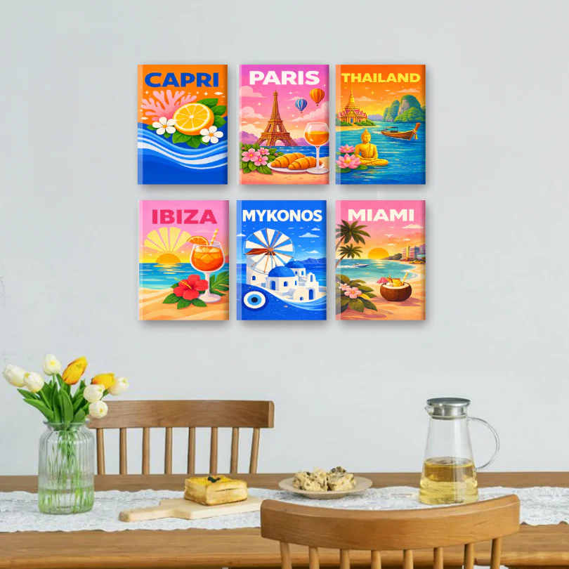 6 Mini Paintings - Colorful Travel Posters Set - Image 2