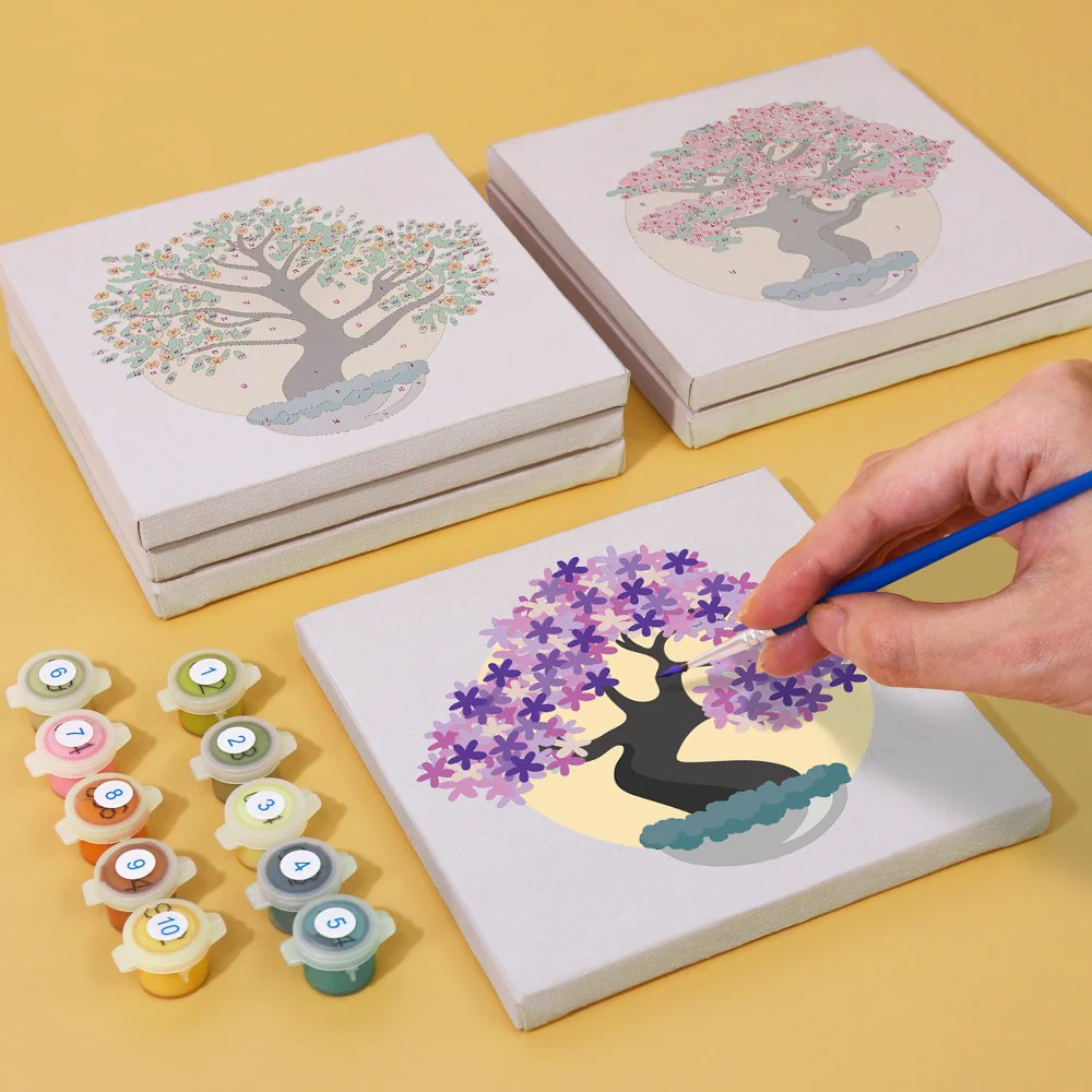 6 Mini Paintings - Colorful Trees Set - Image 5