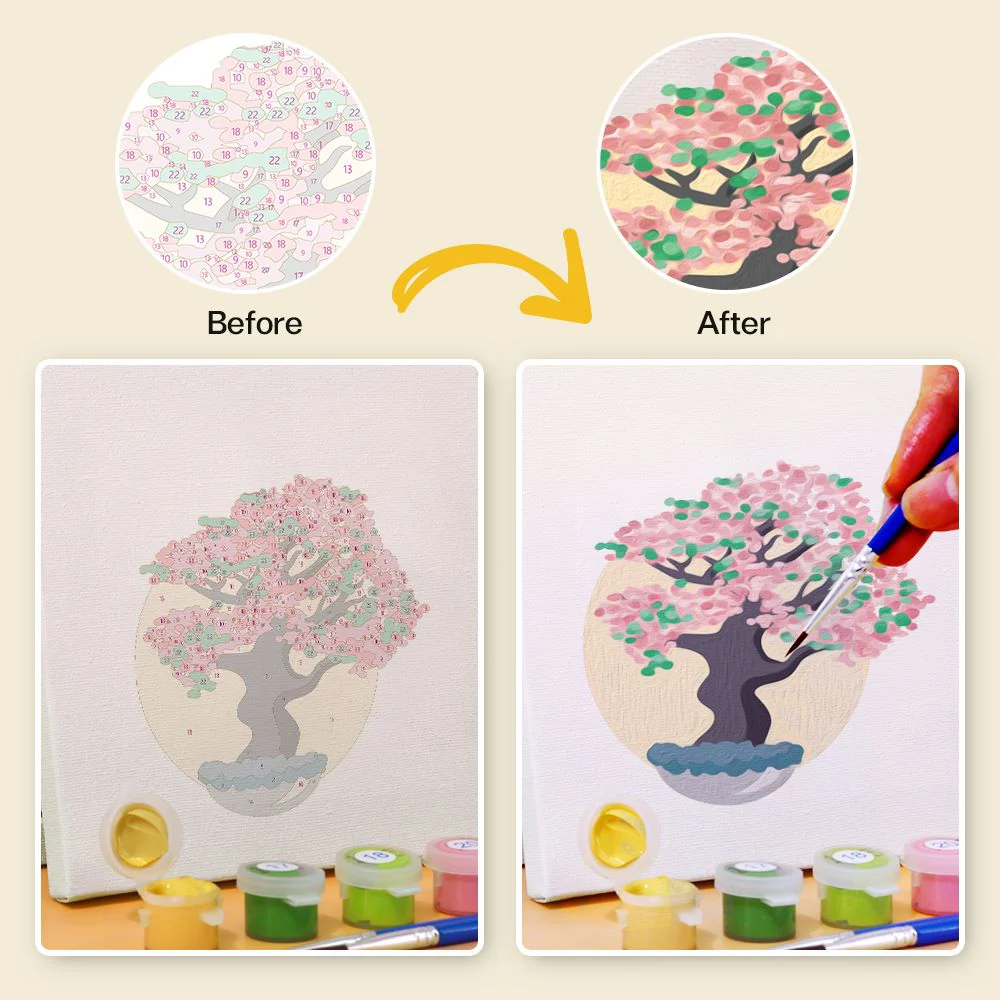 6 Mini Paintings - Colorful Trees Set - Image 9