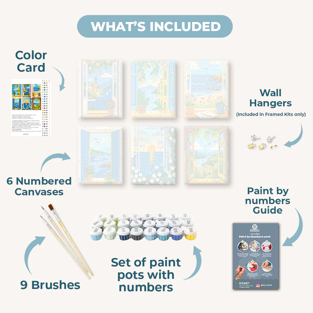 6 Mini Paintings - Colorful Windows Set - Image 3