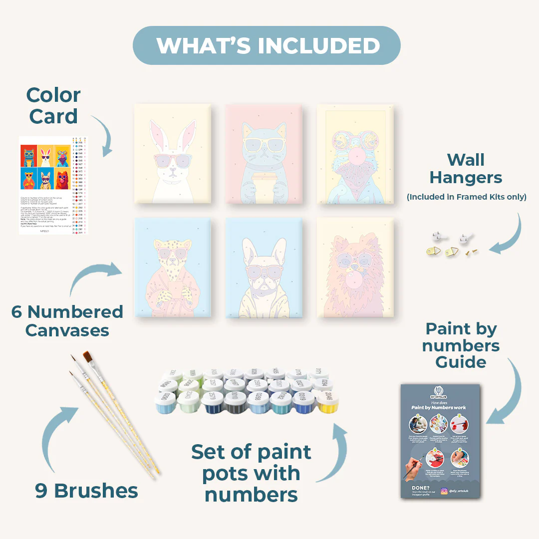 6 Mini Paintings | Cool Animals Set - Image 3