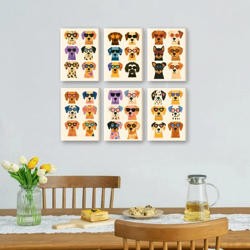 6 Mini Paintings - Cool Colorful Dogs Set - Image 2