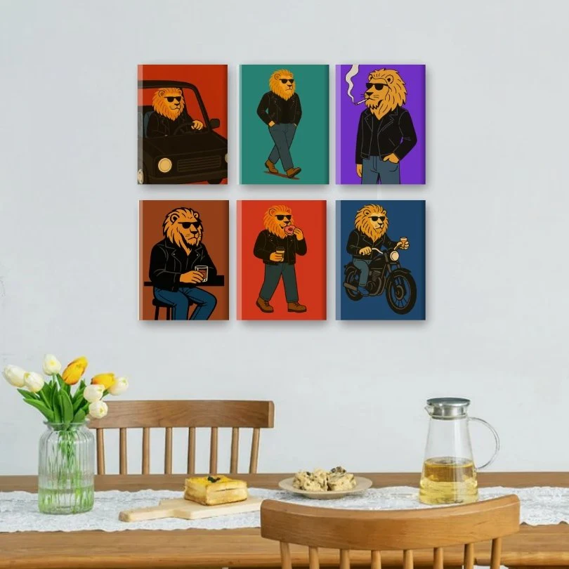 6 Mini Paintings - Cool Lion Set - Image 2