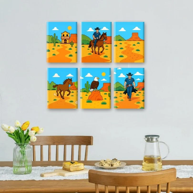 6 Mini Paintings - Cowboy Saloon Set - Image 2
