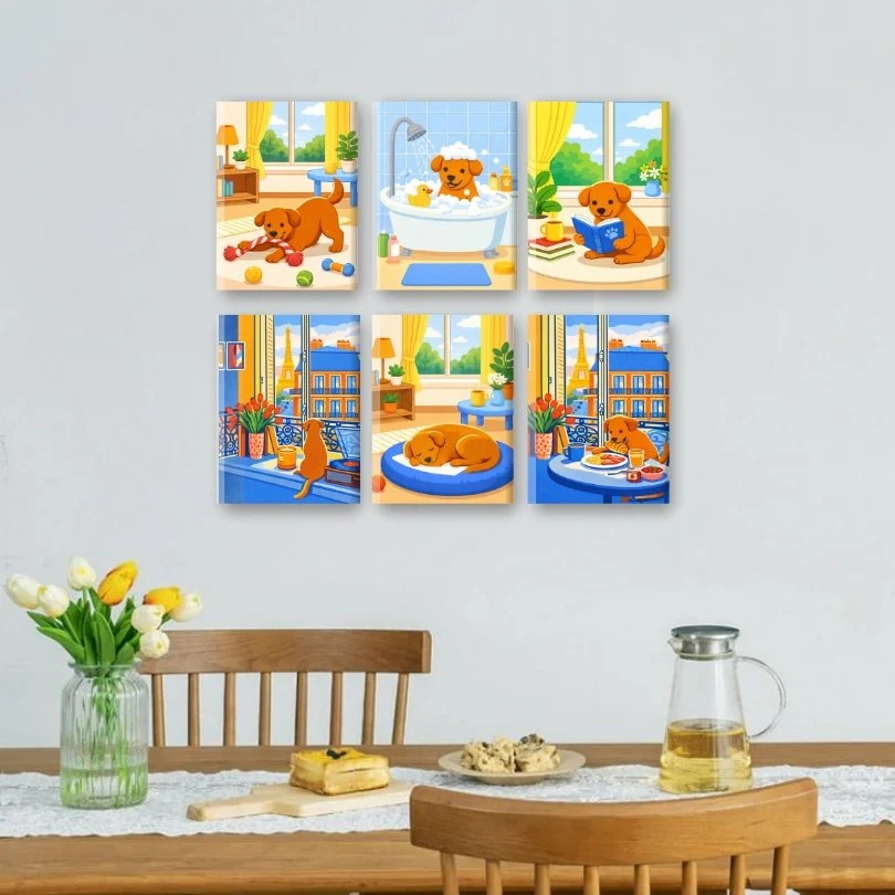 6 Mini Paintings - Cozy Pup Life Set - Image 2