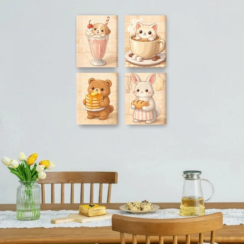 4 Mini Paintings - Cute Animals Set - Image 2