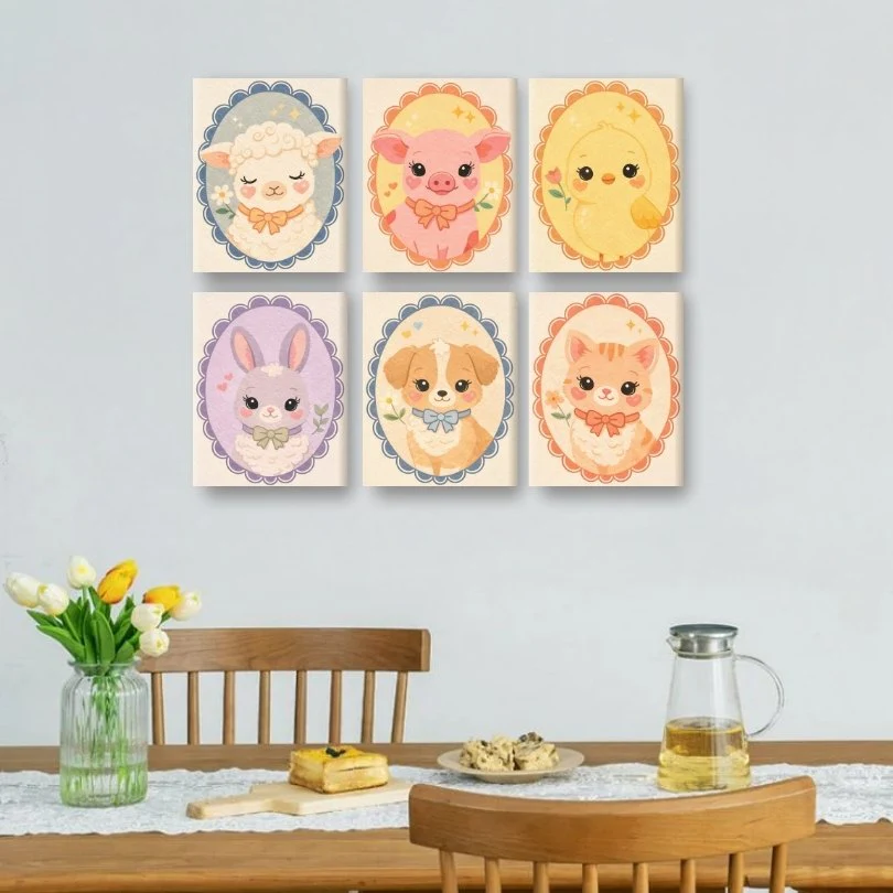6 Mini Paintings - Cute Animals Set - Image 2