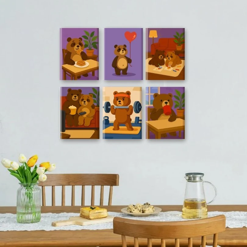 6 Mini Paintings - Cute Bears Set - Image 2