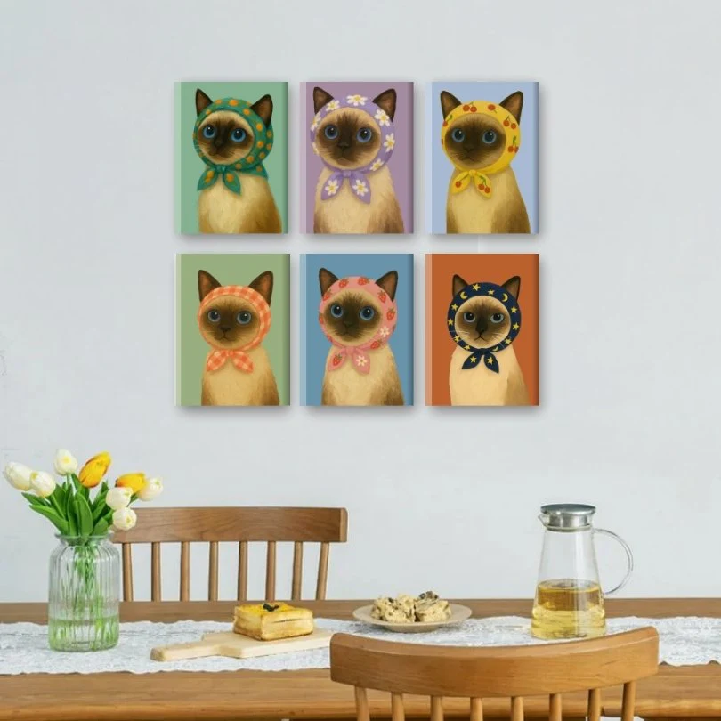 6 Mini Paintings - Cute Cat Set - Image 2
