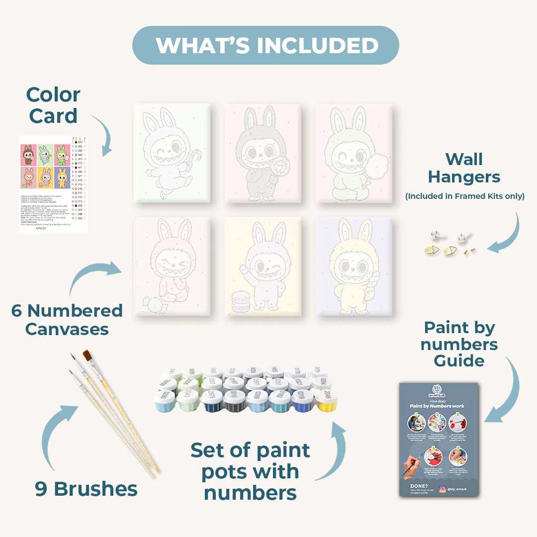 6 Mini Paintings - Cute Doll Set - Image 3