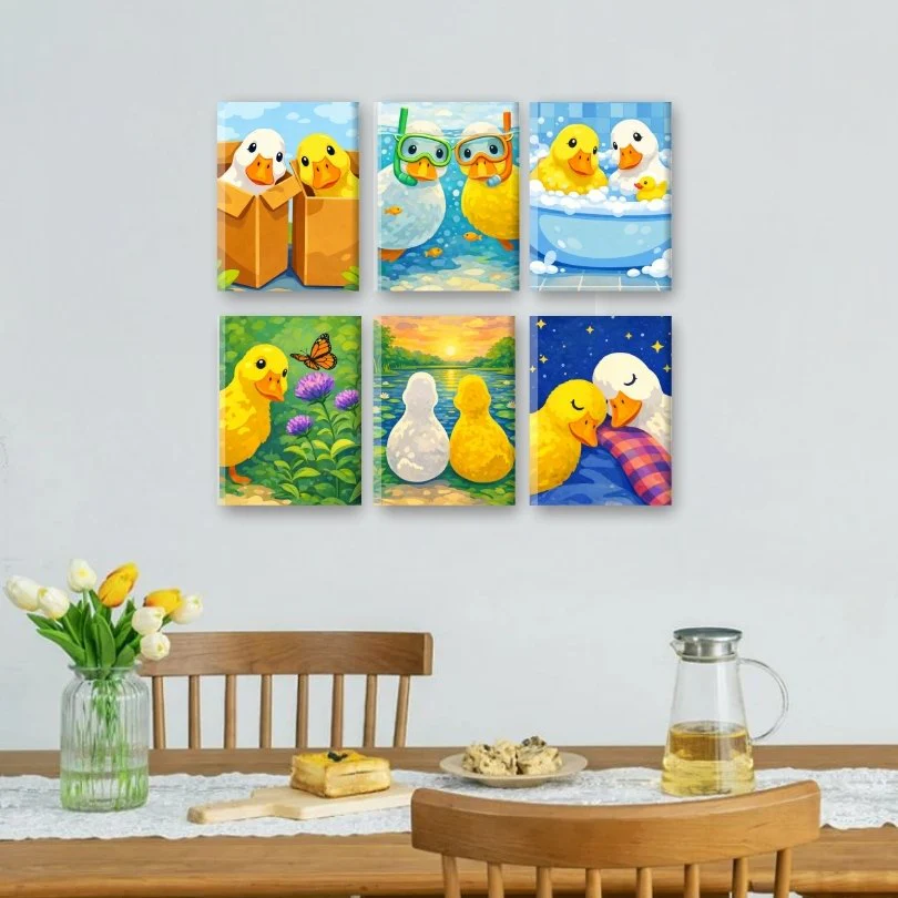 6 Mini Paintings - Cute Ducks Set - Image 2