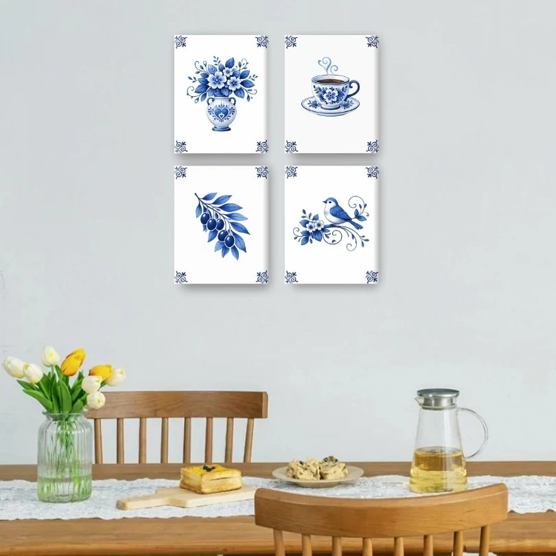 4 Mini Paintings - Delft Blue Set - Image 2