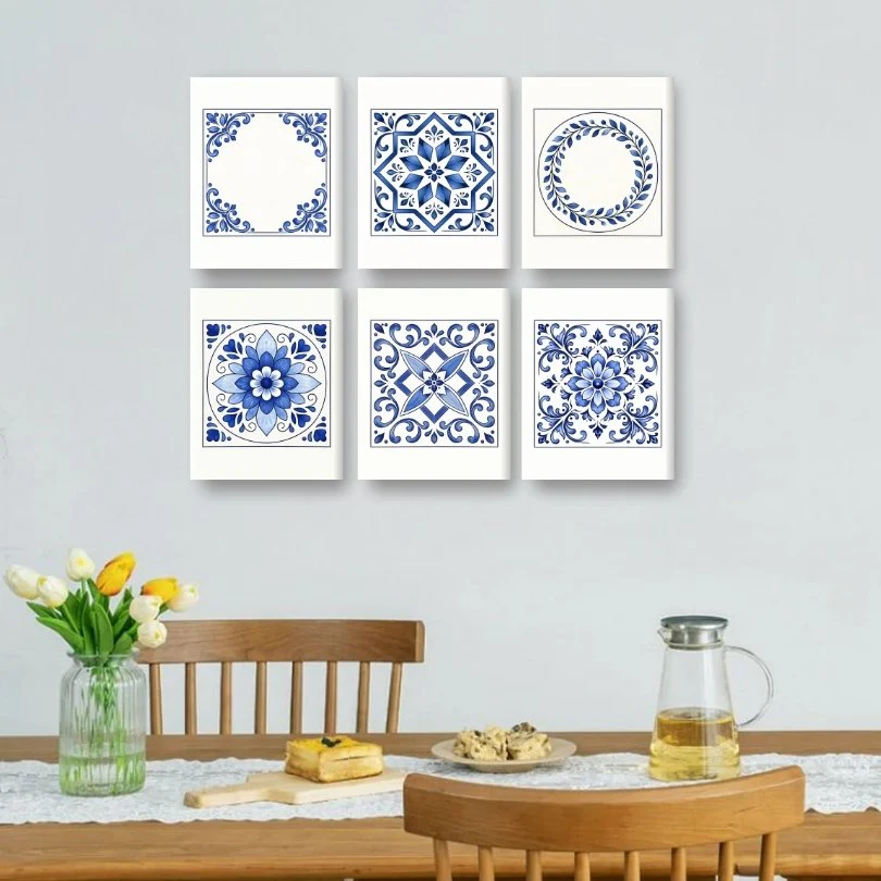6 Mini Paintings - Delft Blue Tiles Set - Image 2