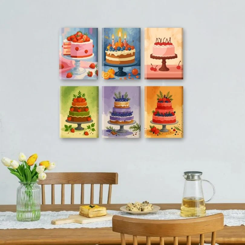 6 Mini Paintings - Delicious Cakes Set - Image 2