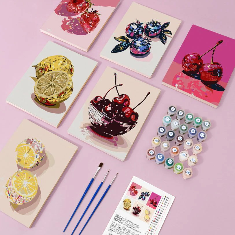 6 Mini Paintings - Disco Fruit Set - Image 6