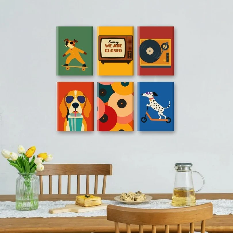 6 Mini Paintings | Dogs & Disco Set - Image 2