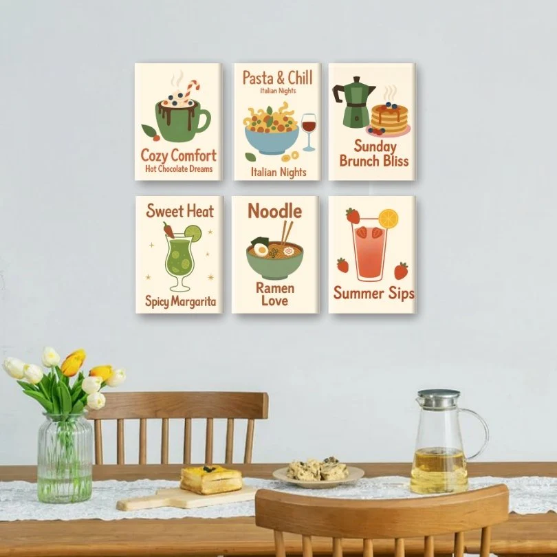 6 Mini Paintings - Drinks & Food Set - Image 2