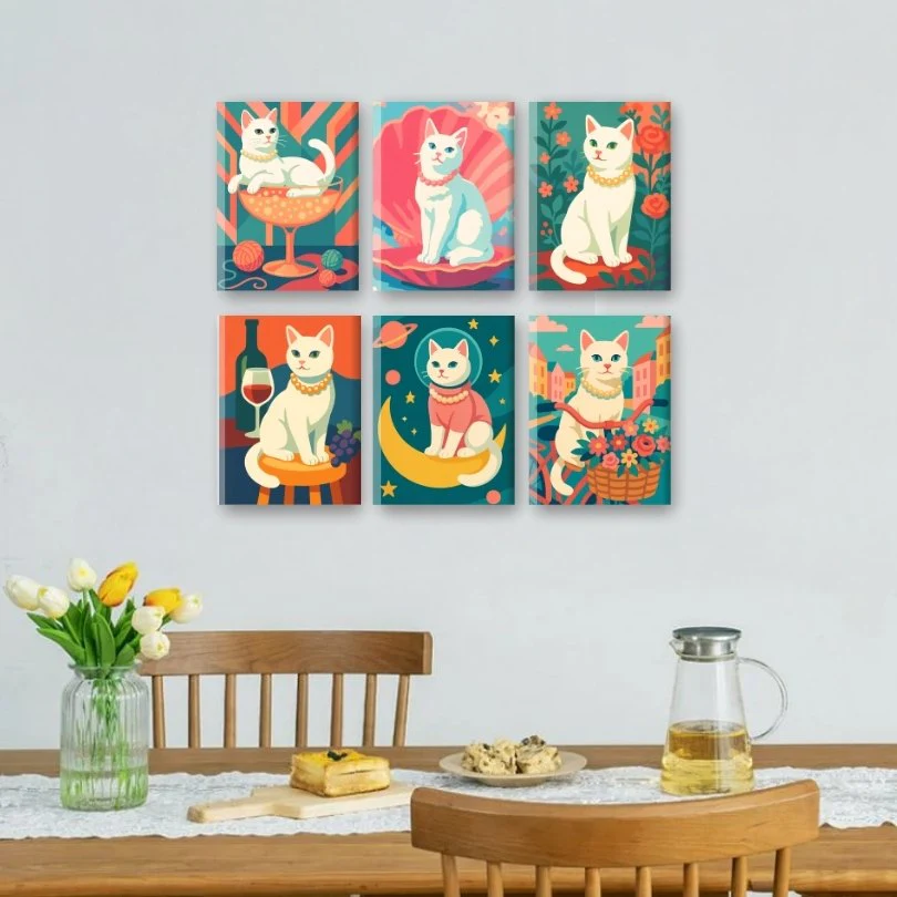 6 Mini Paintings | Elegant Cat Set - Image 2