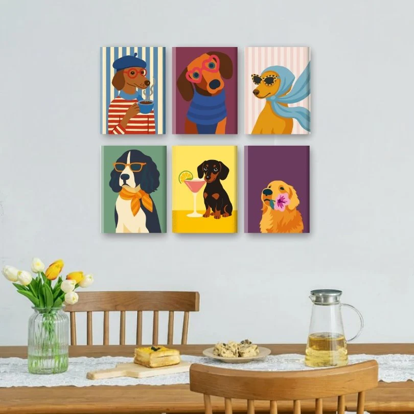 6 Mini Paintings - Fancy Dogs Set - Image 2