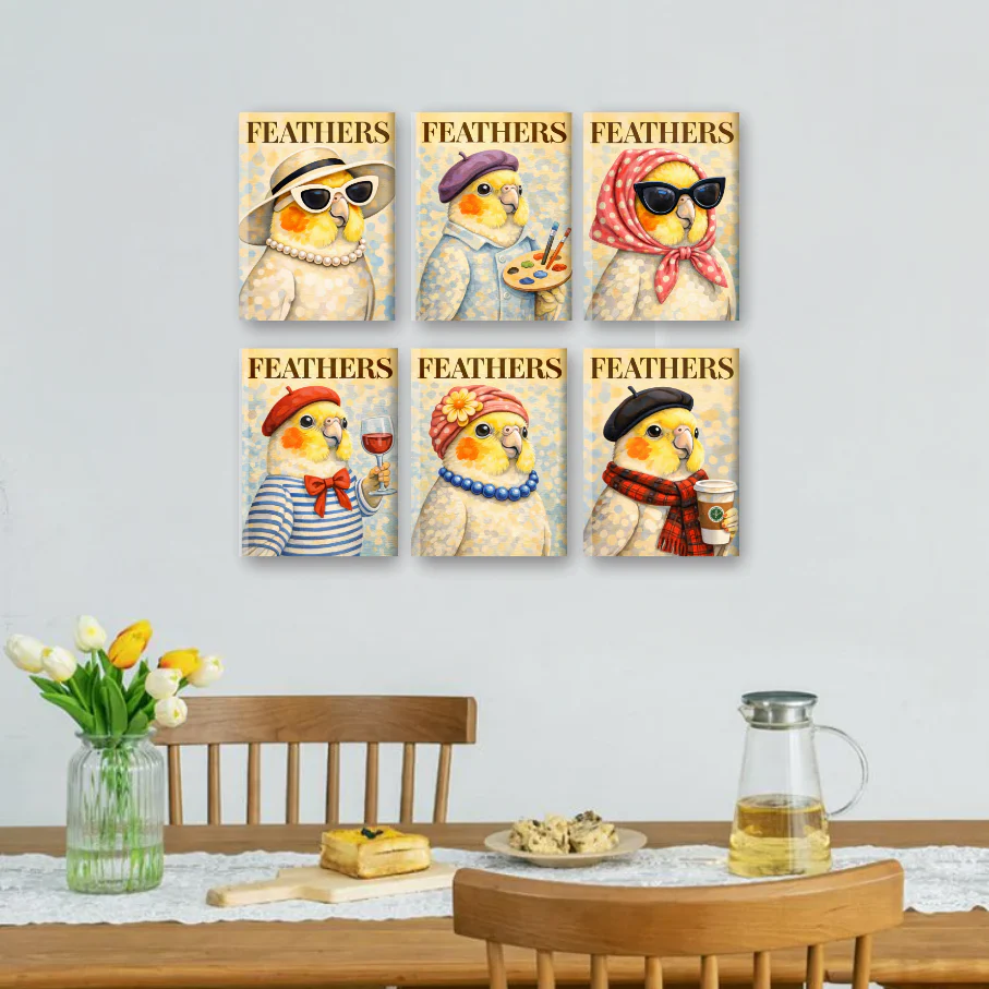 6 Mini Paintings - Feathers Set - Image 2