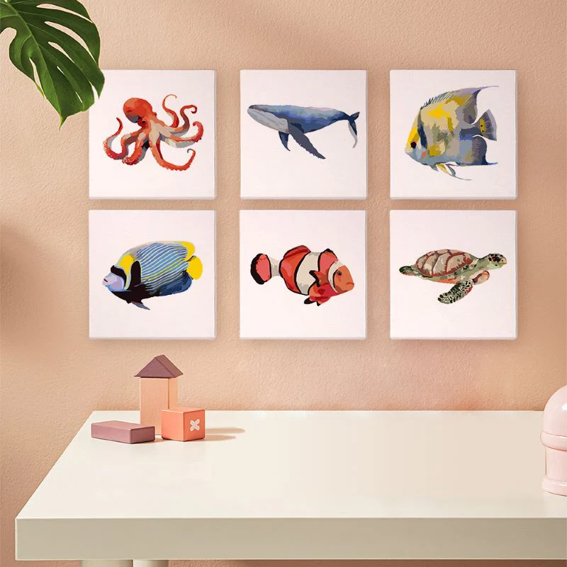 6 Mini Paintings - Fish Set - Image 2