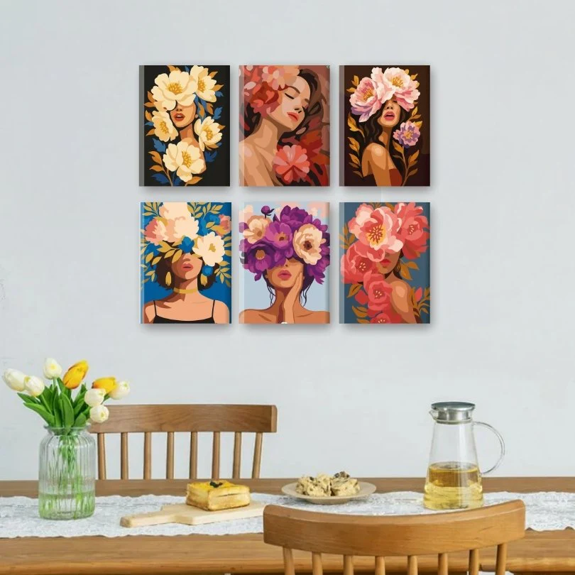 6 Mini Paintings - Flower Ladies Set - Image 2