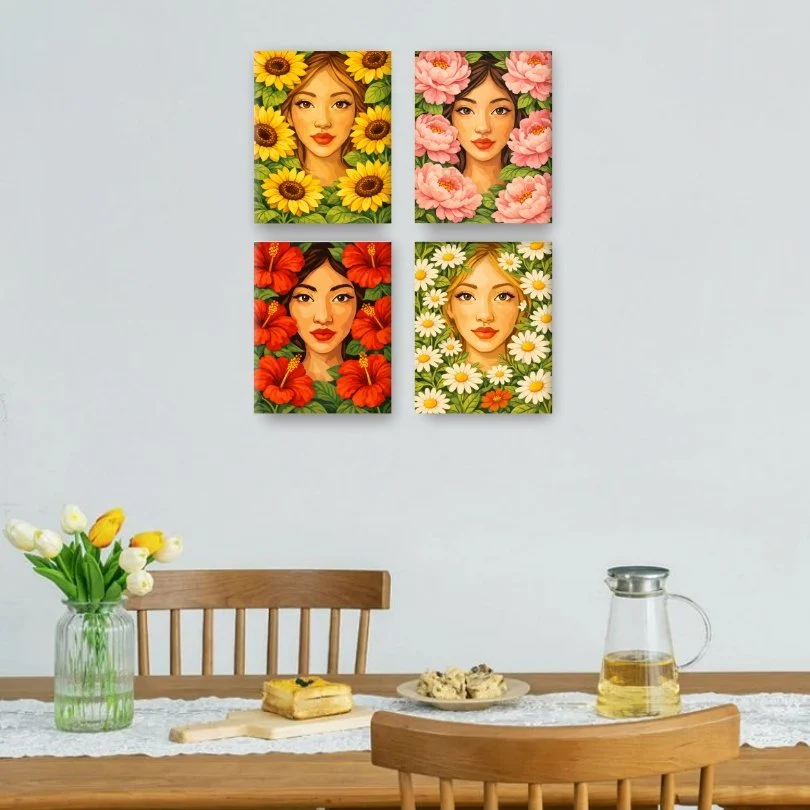 4 Mini Paintings - Flower Life Set - Image 2