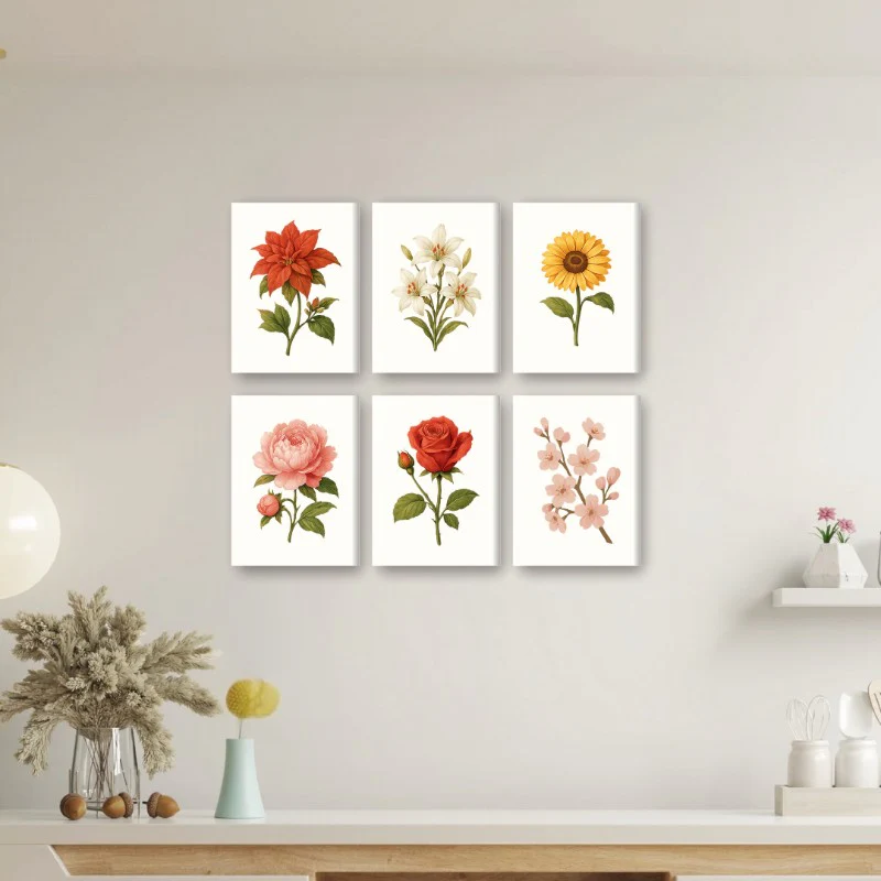 6 Mini Paintings - Flowers and Roses Set - Image 2