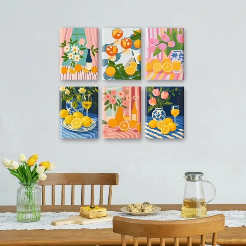 6 Mini Paintings - Flowers & Drinks Set - Image 2