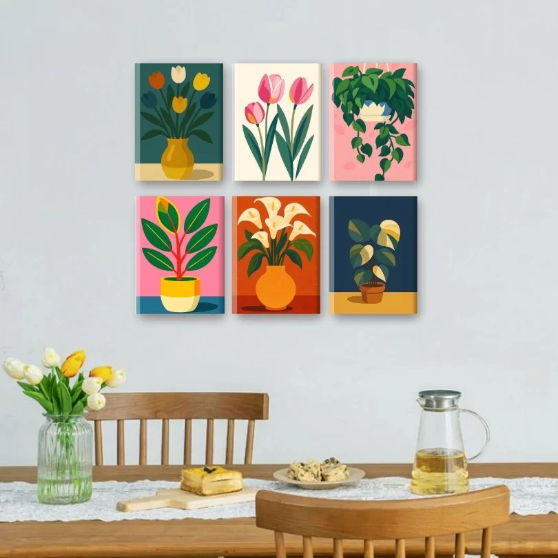 6 Mini Paintings - Flowers & Plants Set - Image 2