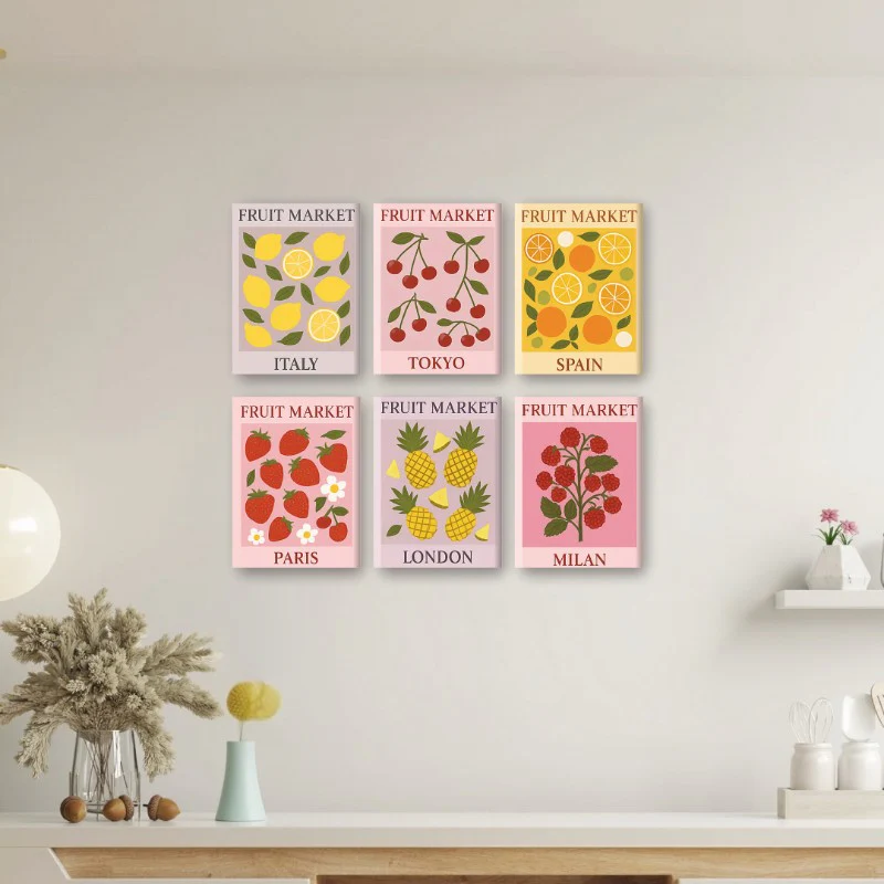 6 Mini Paintings - Fruit Market Set - Image 2