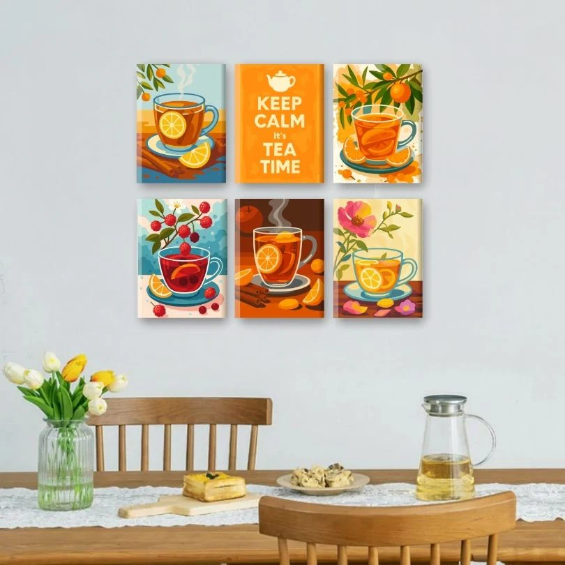 6 Mini Paintings - Fruit Tea Set - Image 2