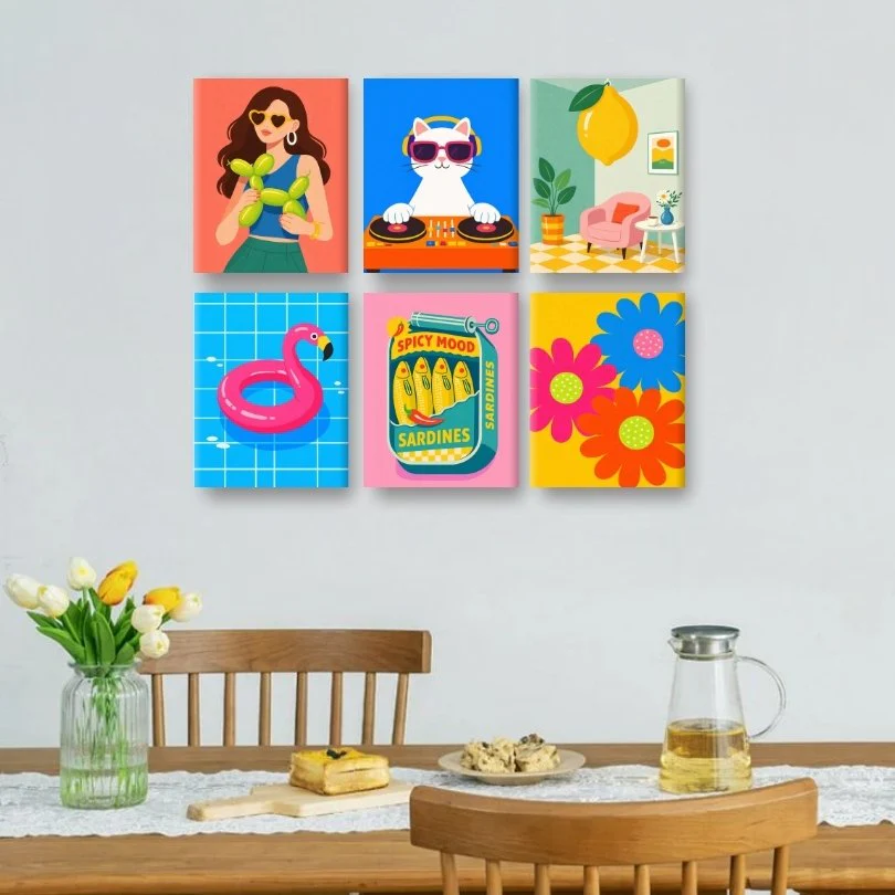 6 Mini Paintings - Fun & Funky Set - Image 2