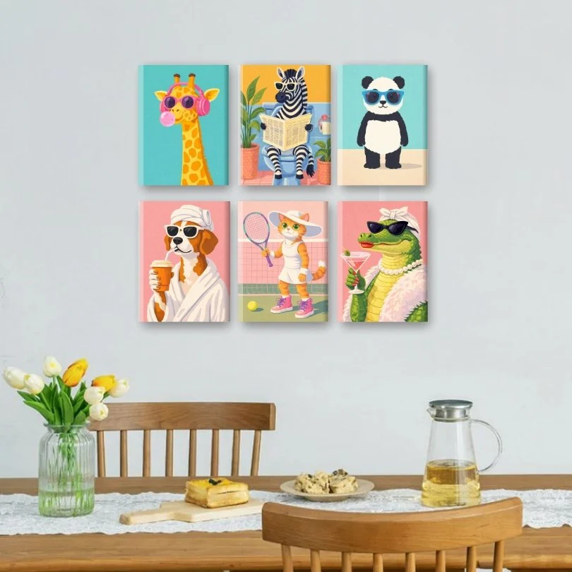 6 Mini Paintings - Funky Animals Set - Image 2