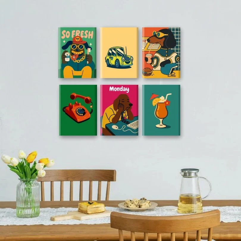 6 Mini Paintings | Funky Dogs Set - Image 2