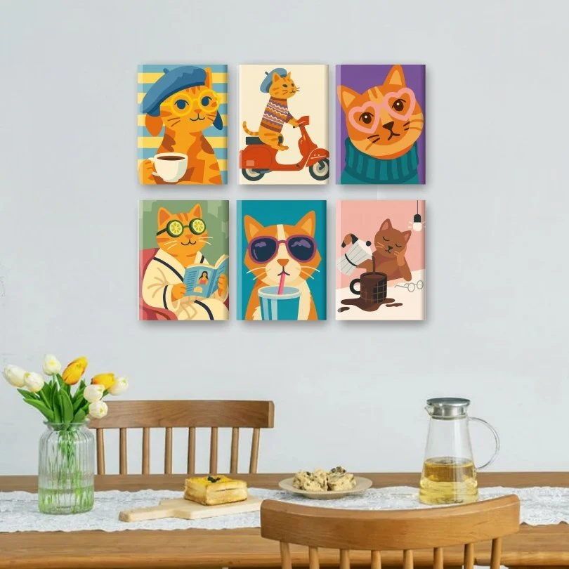 6 Mini Paintings - Funny Cats Set - Image 2