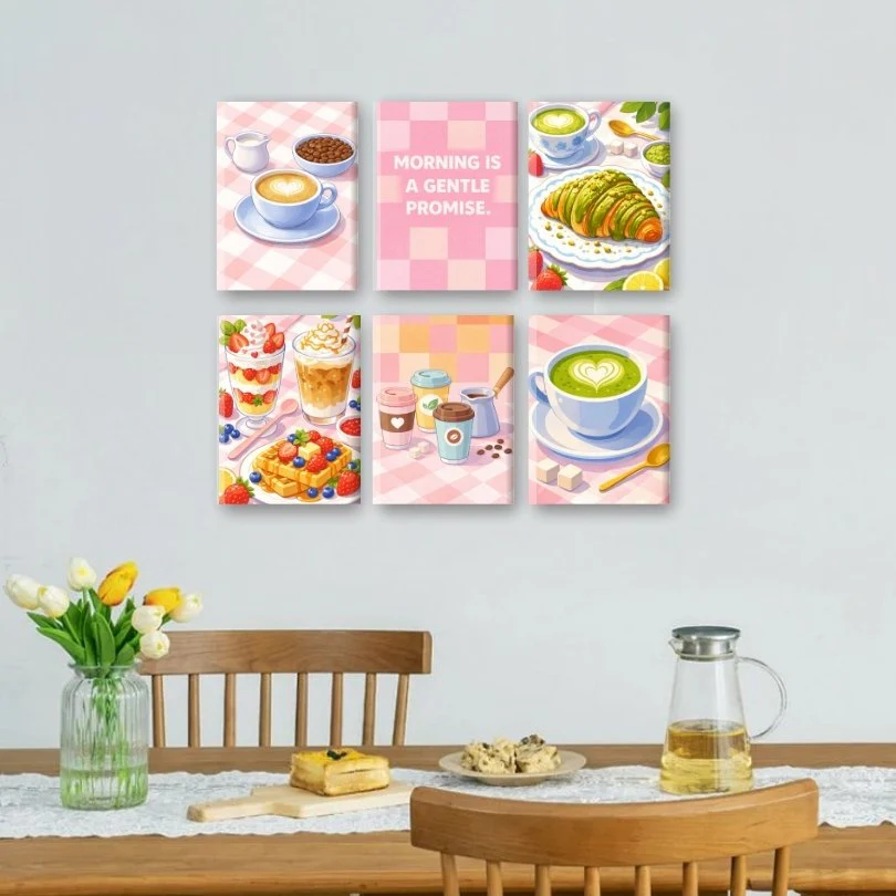 6 Mini Paintings - Gentle Morning Breakfast Set - Image 2