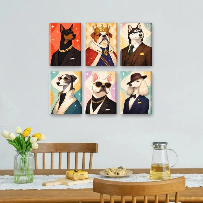 6 Mini Paintings - Gentleman Dogs Set - Image 2