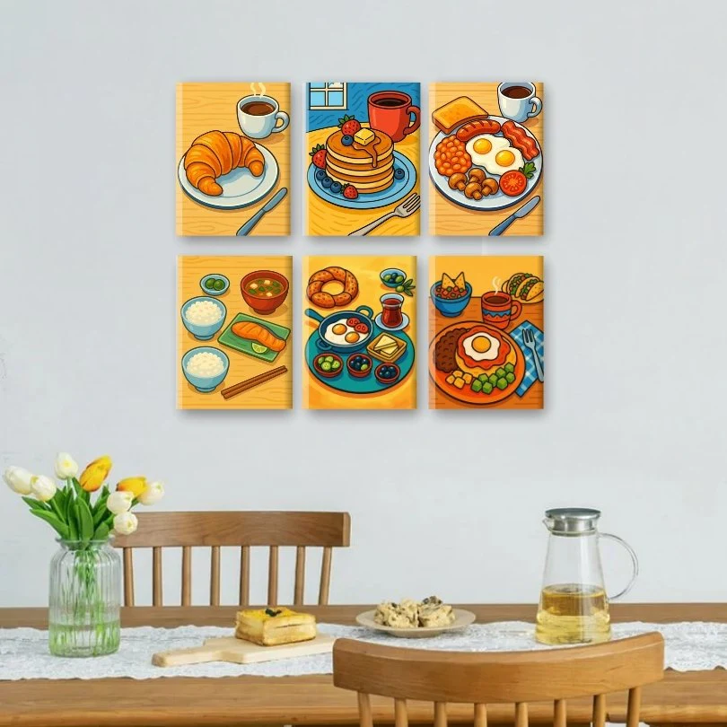 6 Mini Paintings - Global Breakfast Set - Image 2