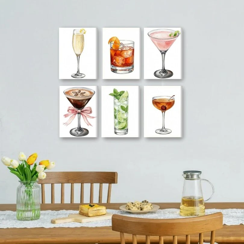 6 Mini Paintings - Gorgeous Cocktails Set - Image 2
