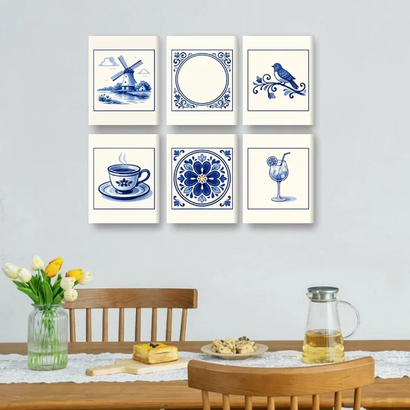 6 Mini Paintings -  Gorgeous Delft Blue Set - Image 2