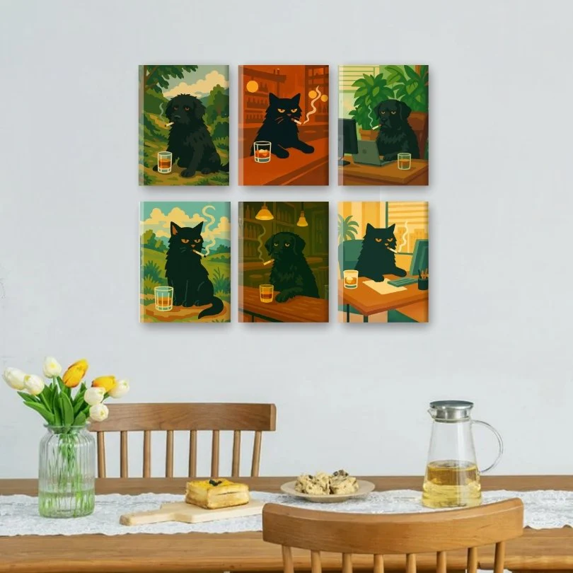 6 Mini Paintings | Grumpy Cat and Dog Set - Image 2