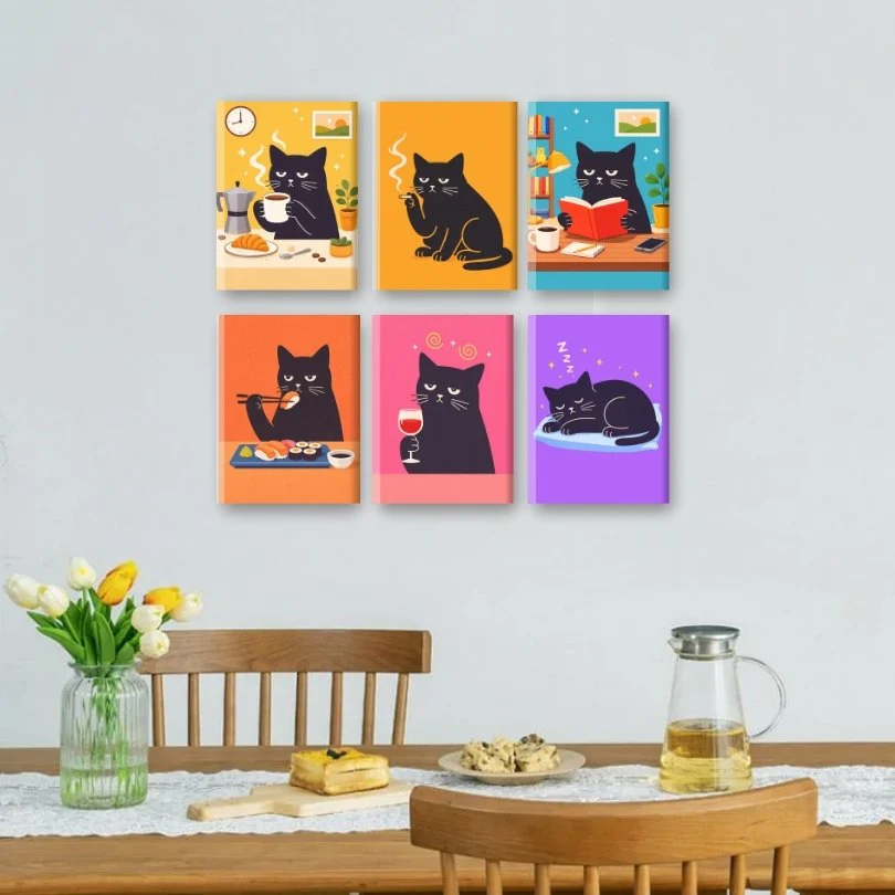 6 Mini Paintings - Grumpy Cat Set - Image 2