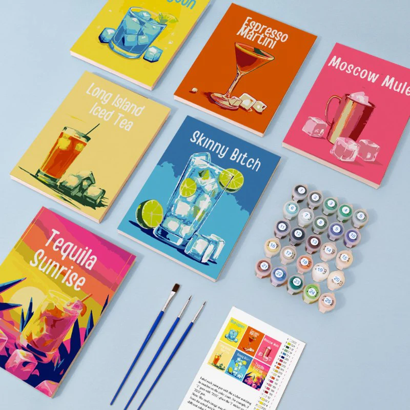 6 Mini Paintings - Happy Hour Cocktail Set - Image 4