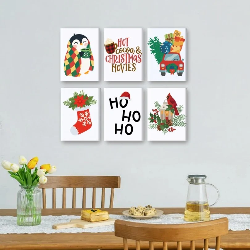 6 Mini Paintings - Ho Ho Ho Christmas Set - Image 2