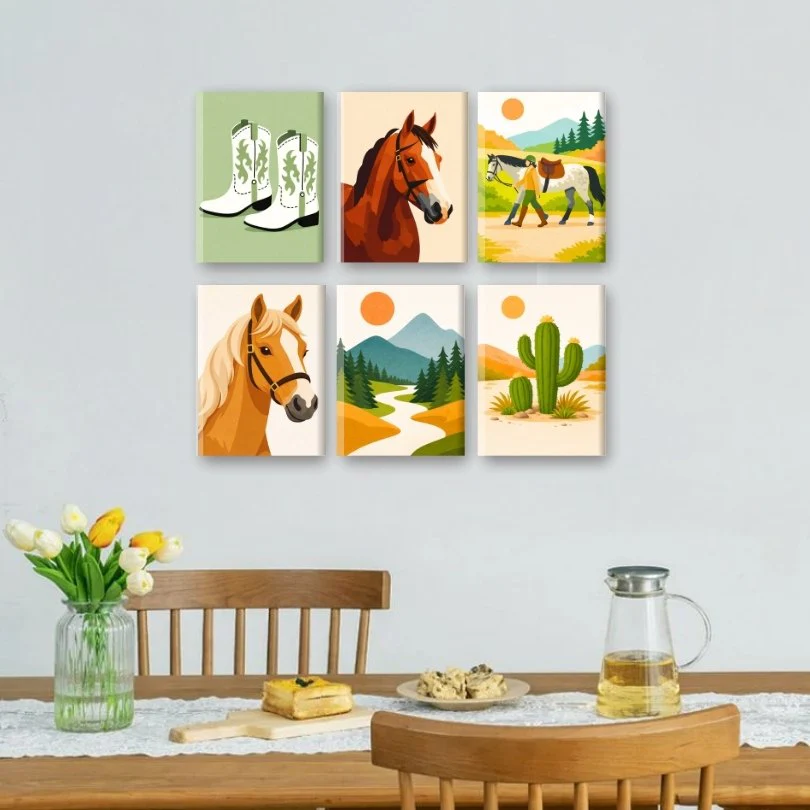 6 Mini Paintings - Horses Set - Image 2