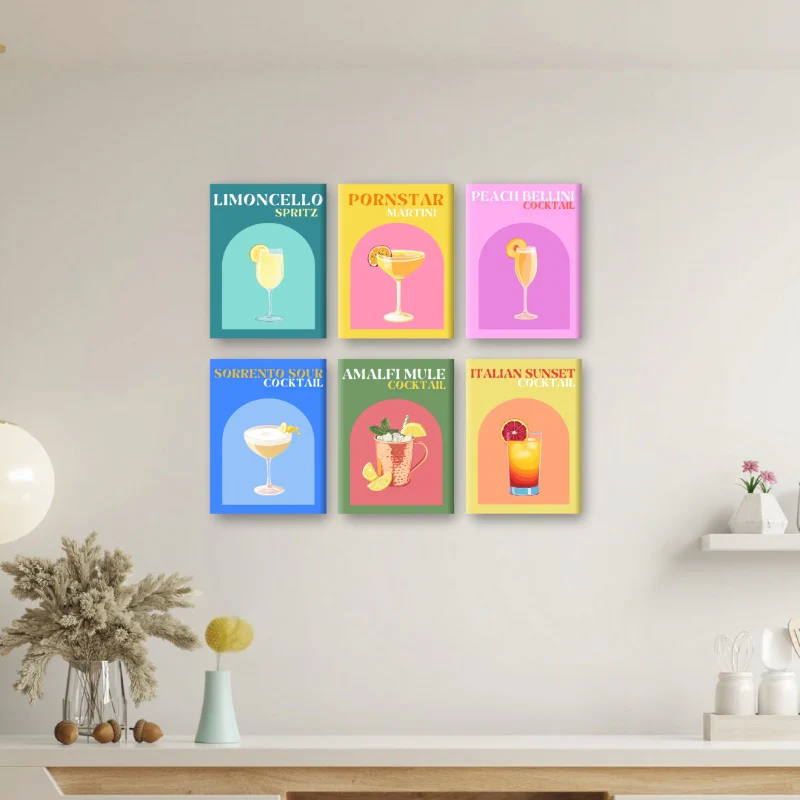 6 Mini Paintings - Italian Summer Cocktail Set - Image 2